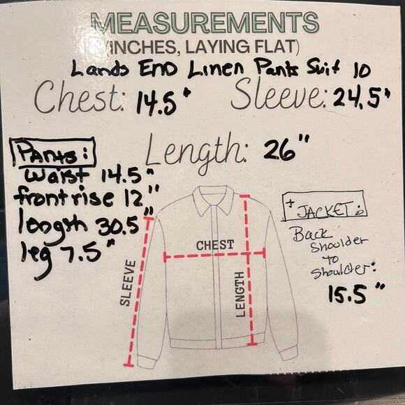 Lands’ End Linen Blend Pants Suit 10 Structured Preppy Neutral Minimalist Career - Picture 2 of 8